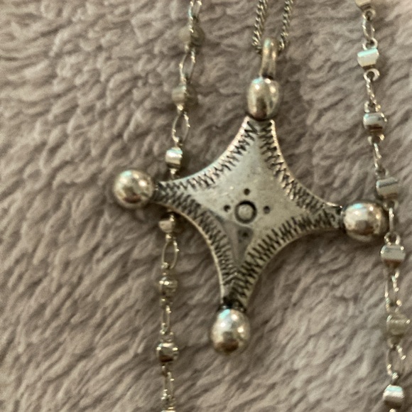 Free People Silver Medal Necklace with Black Vegan Tassel - Picture 4 of 6